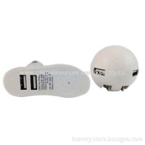 2014 2-in-1 World Cup Charger Kit with Dual USB Car Charger and Dual USB Home Charger
